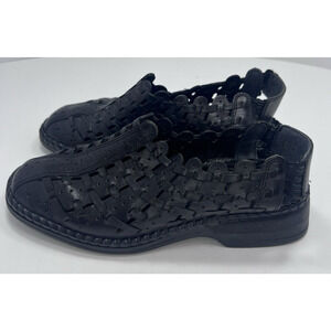 Rieker Sina Women's Woven Slingback Heel Sandal Black Leather EU 37 US 6